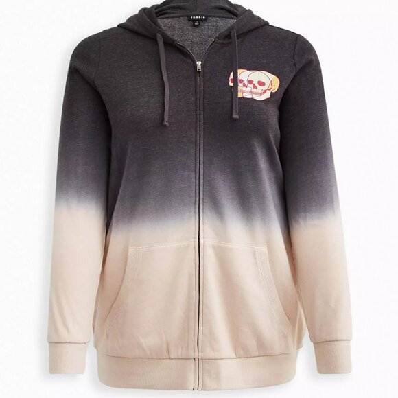 Tunic Zip Hoodie - Cozy Fleece Skulls Dip Dye Black - Picture 1 of 8
